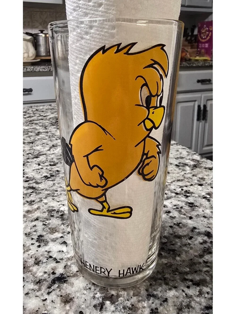 Henery Hawk 1973 Warner Brothers Pepsi White Logo Glass Cup Looney Toons
